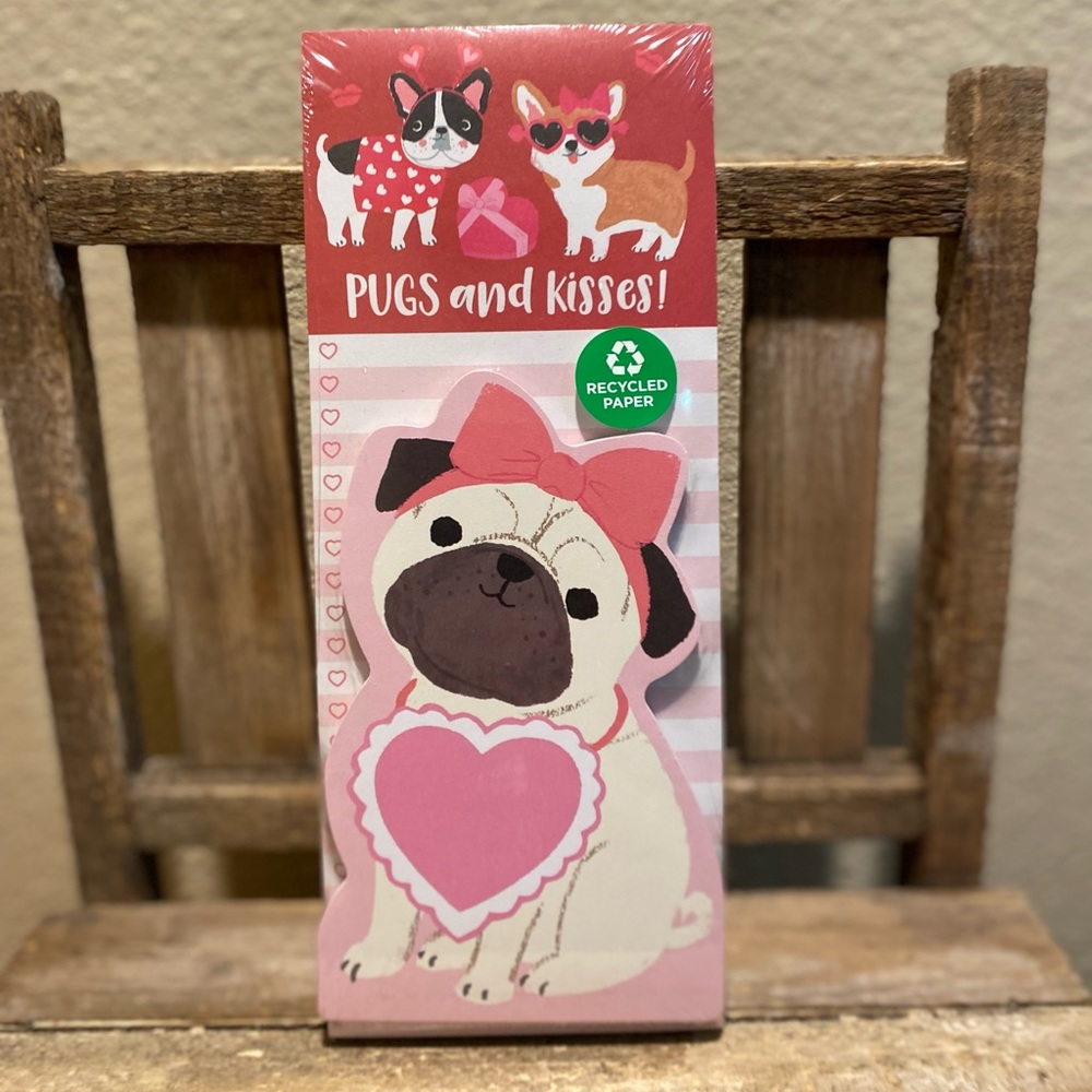 Pug Notepads Set Of 2, Pug French Bulldog & Corgi Notepad, Pugs & Kisses Notepad